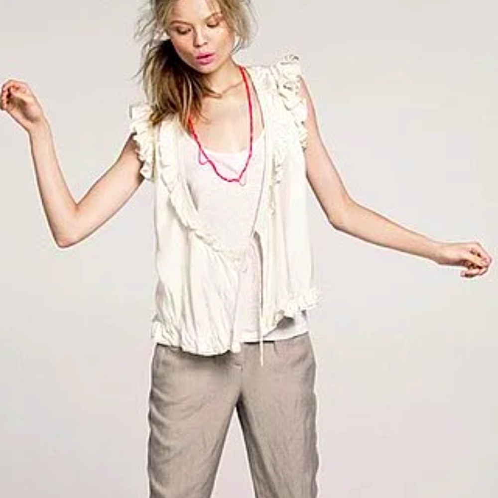 Jcrew Wrap Around Silk Ruffle Blouse